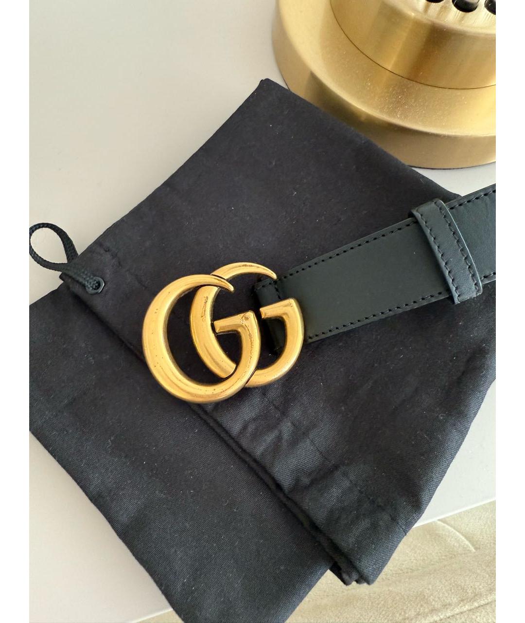 GUCCI Черный кожаный ремень, фото 3