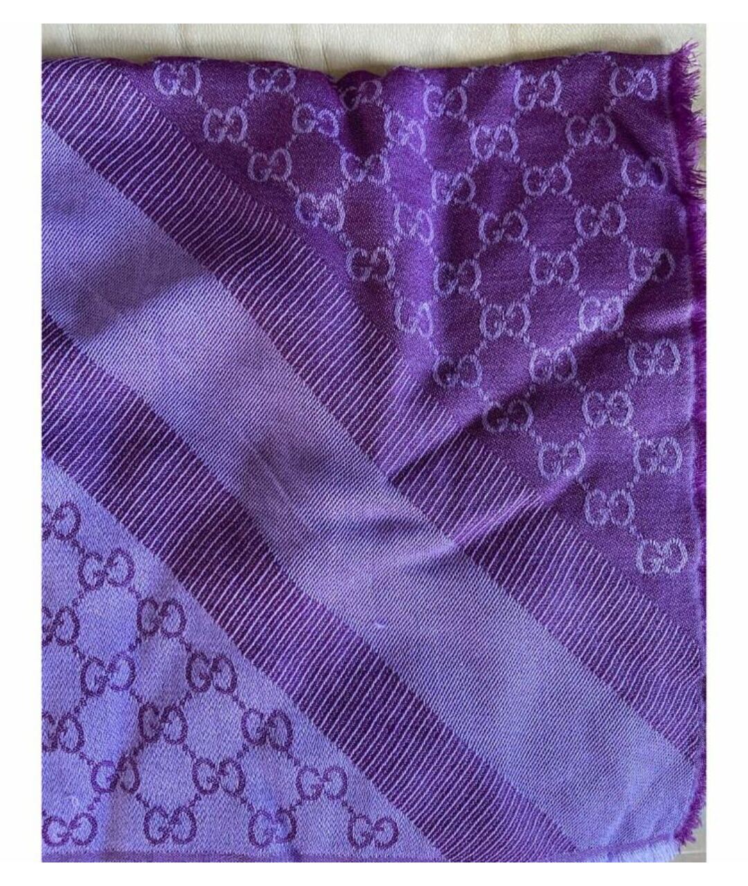 GUCCI Фиолетовый шерстяной шарф, фото 3