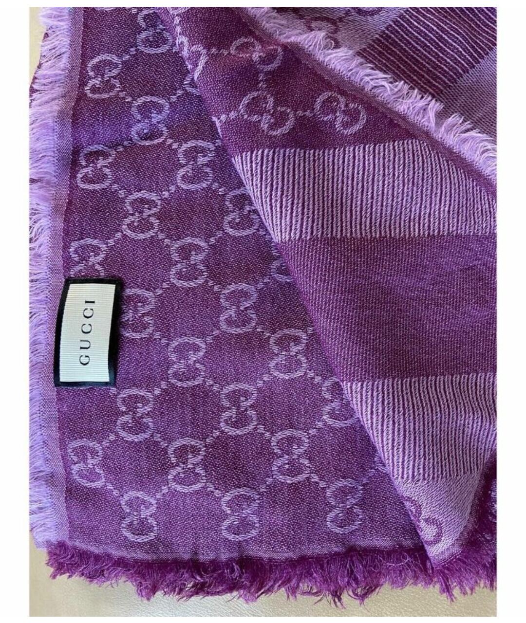 GUCCI Фиолетовый шерстяной шарф, фото 2
