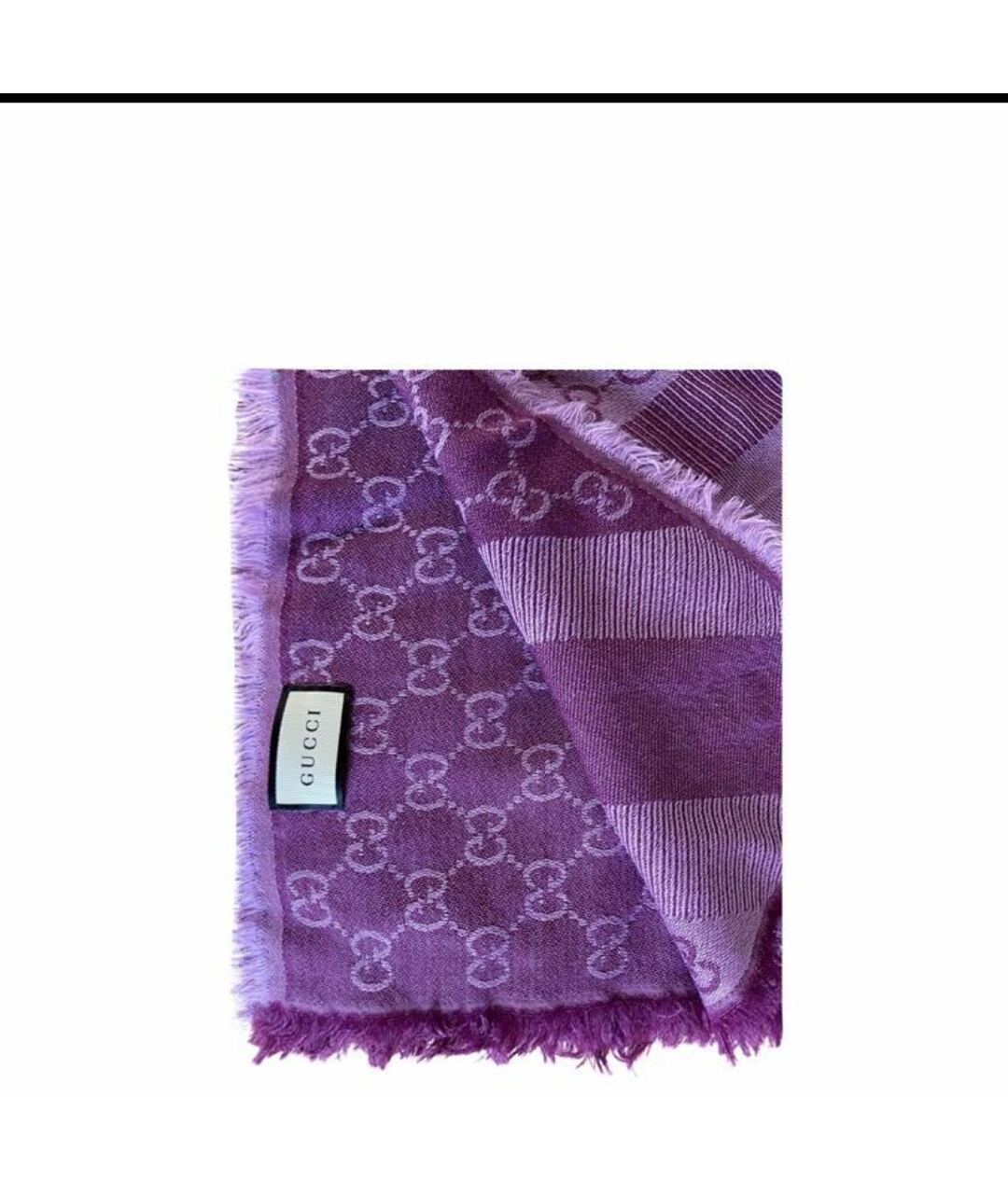 GUCCI Фиолетовый шерстяной шарф, фото 5