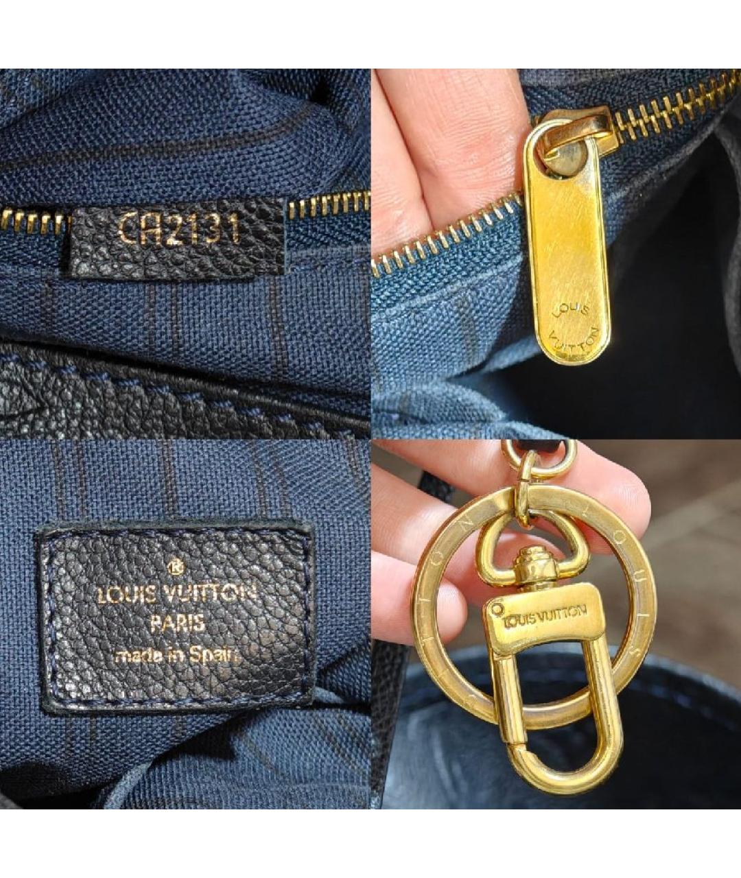 LOUIS VUITTON Черная кожаная сумка с короткими ручками, фото 5