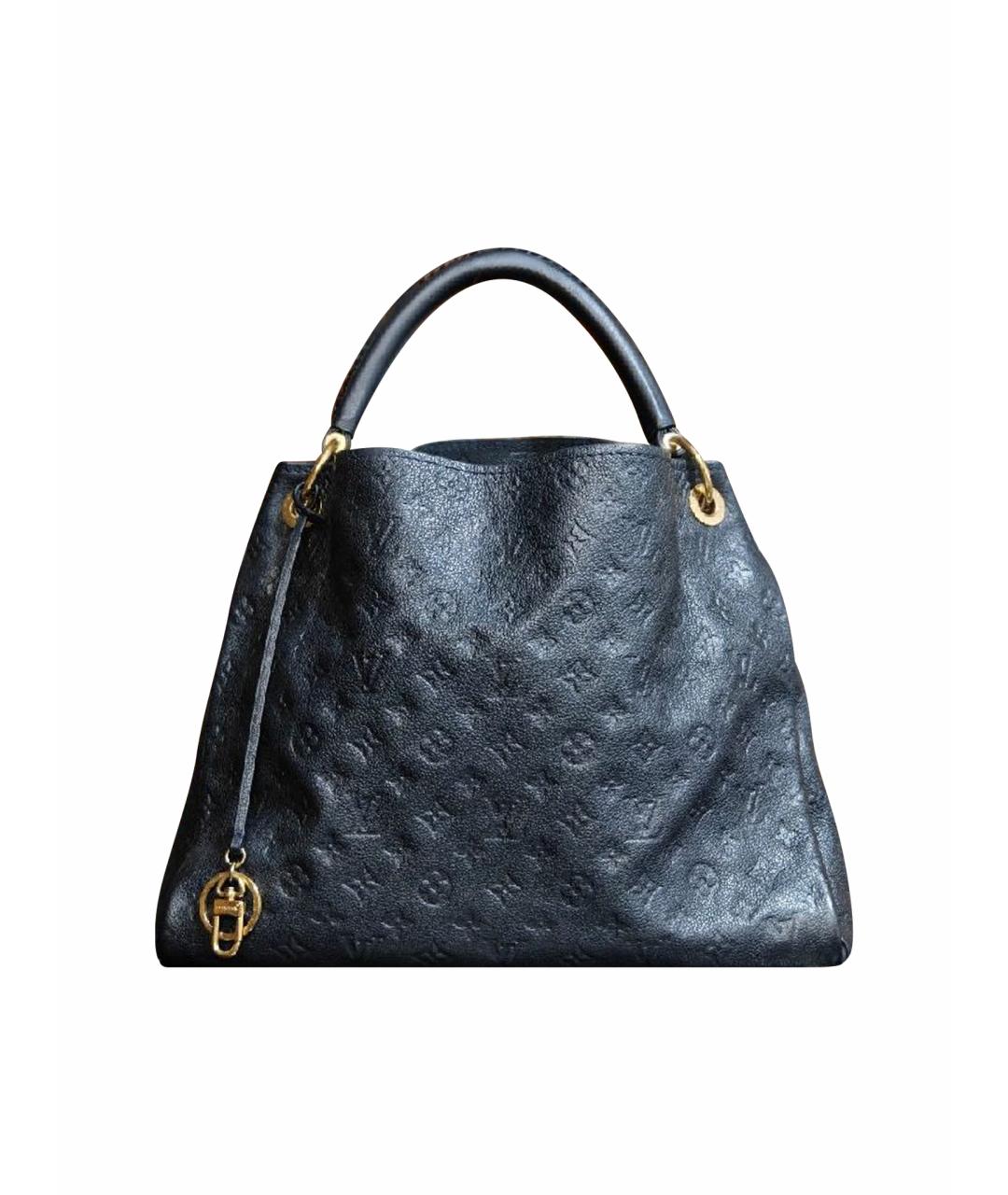 LOUIS VUITTON Черная кожаная сумка с короткими ручками, фото 1