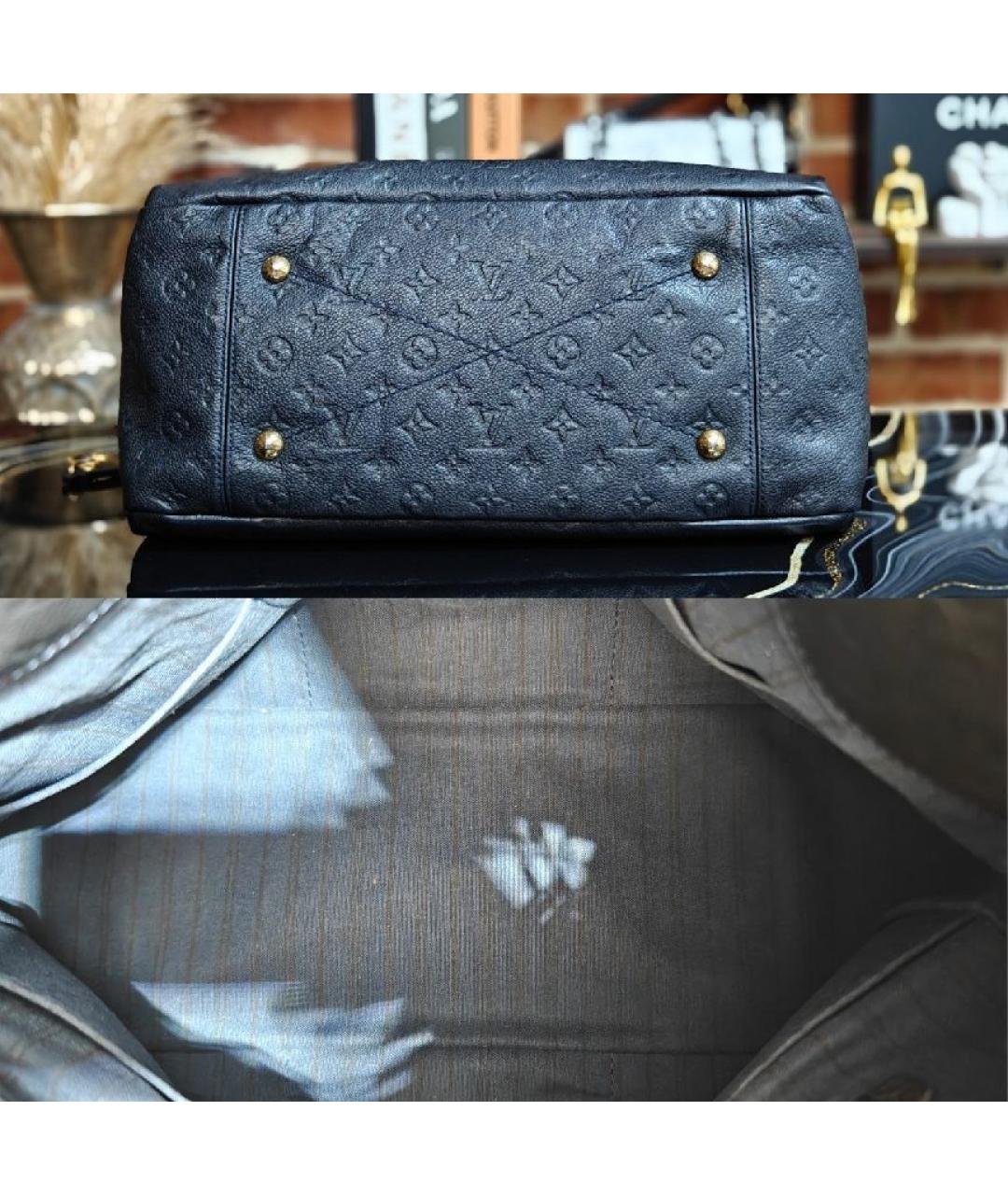 LOUIS VUITTON Черная кожаная сумка с короткими ручками, фото 7