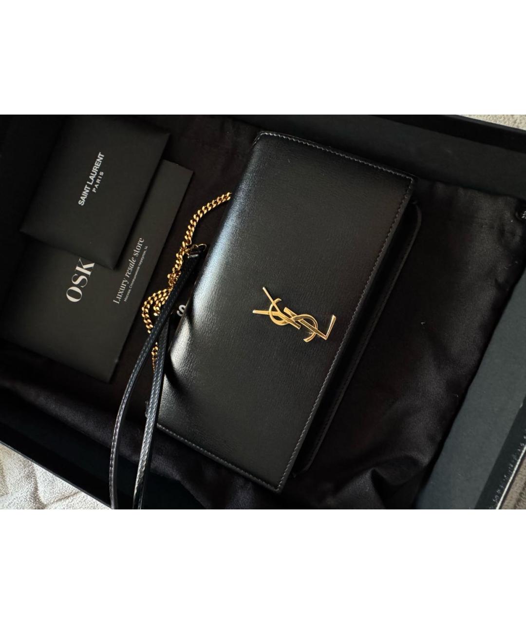 SAINT LAURENT Черная кожаная сумка через плечо, фото 3