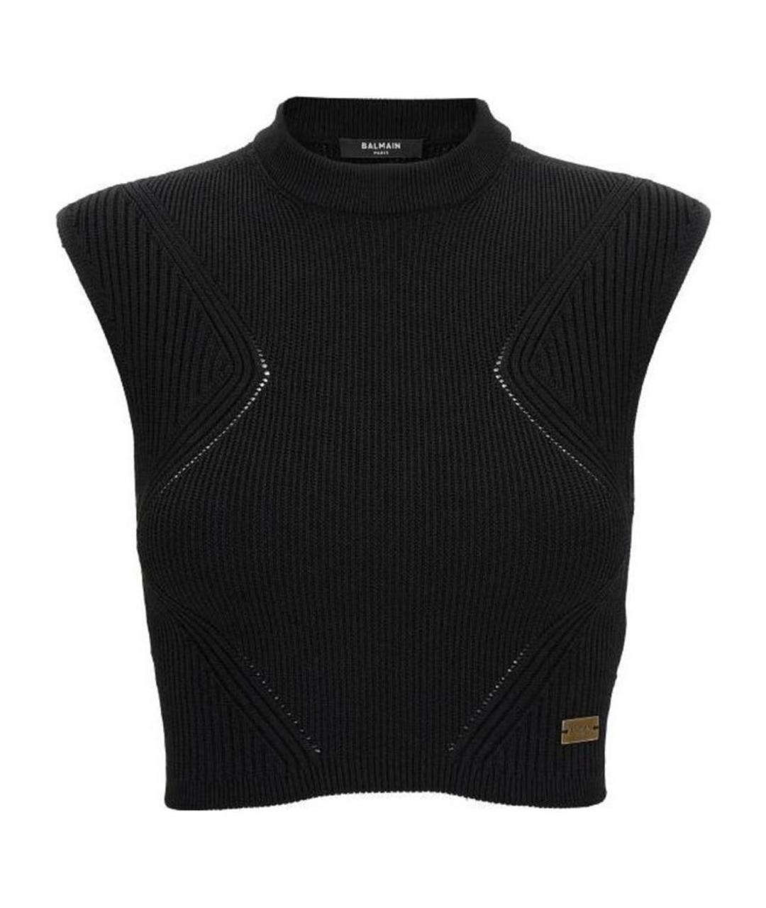 BALMAIN Черная вискозная майка, фото 1
