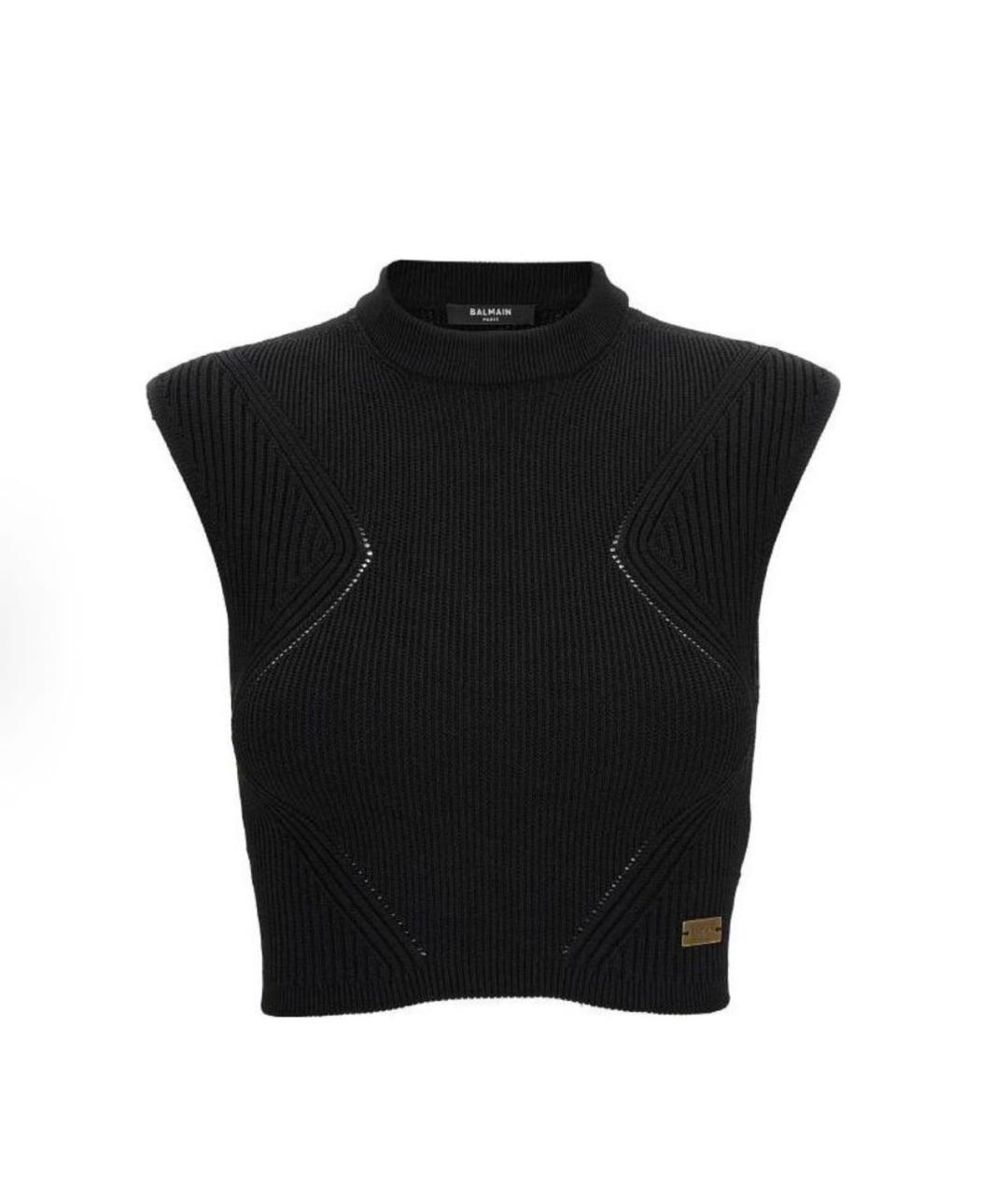 BALMAIN Черная вискозная майка, фото 3