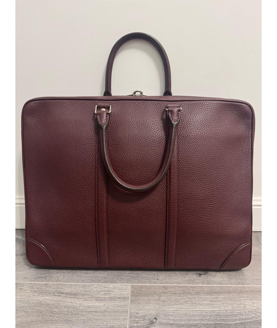 LOUIS VUITTON Бордовый кожаный портфель, фото 2