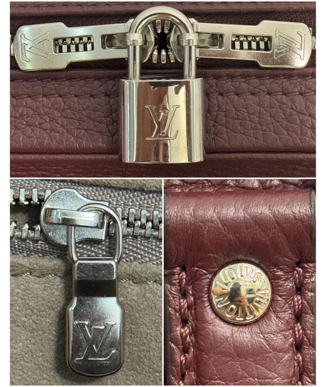 LOUIS VUITTON Бордовый кожаный портфель, фото 7