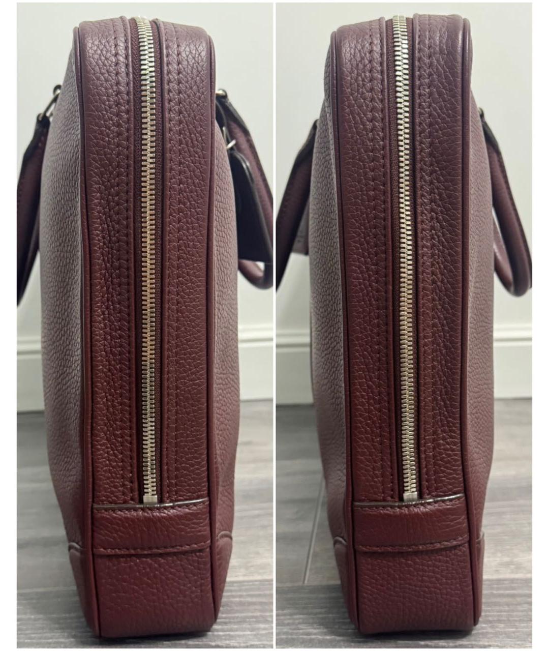 LOUIS VUITTON Бордовый кожаный портфель, фото 3