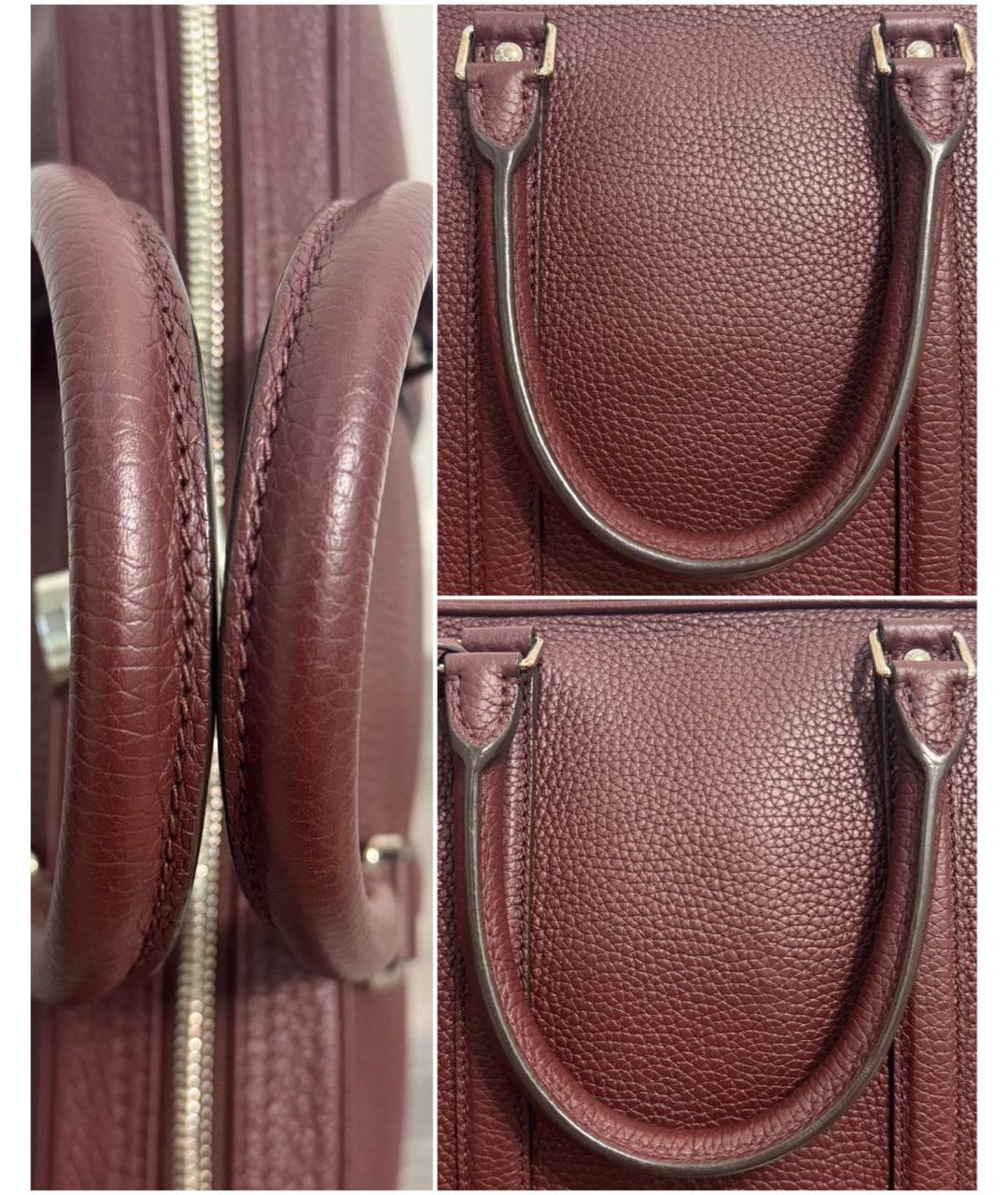 LOUIS VUITTON Бордовая кожаная сумка с короткими ручками, фото 5