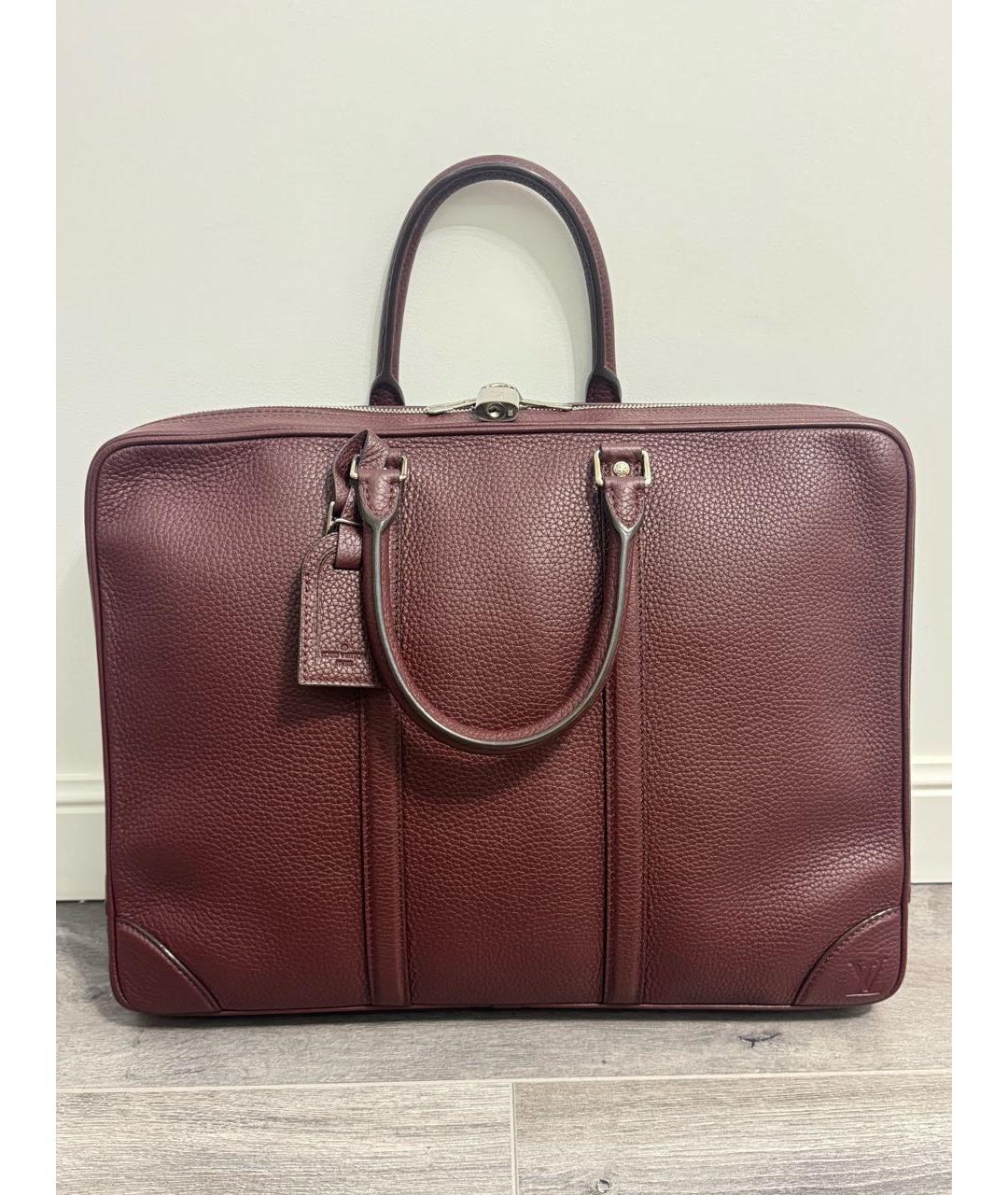 LOUIS VUITTON Бордовая кожаная сумка с короткими ручками, фото 9