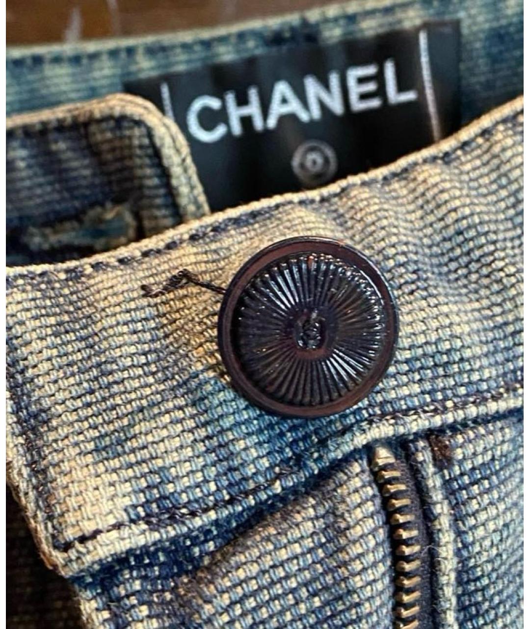 CHANEL Голубые хлопковые джинсы клеш, фото 2