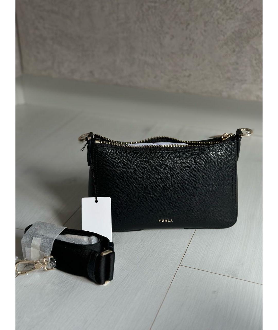 FURLA Черная кожаная сумка через плечо, фото 8