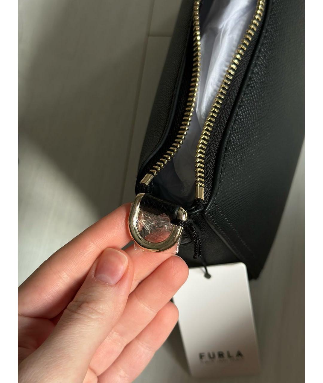 FURLA Черная кожаная сумка через плечо, фото 4