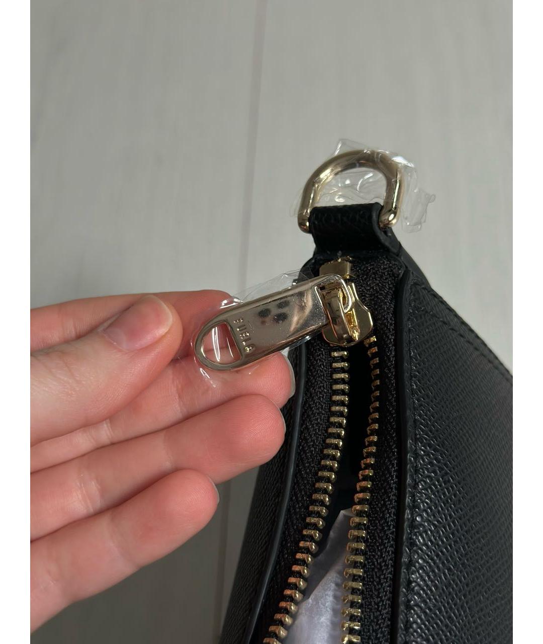 FURLA Черная кожаная сумка через плечо, фото 5