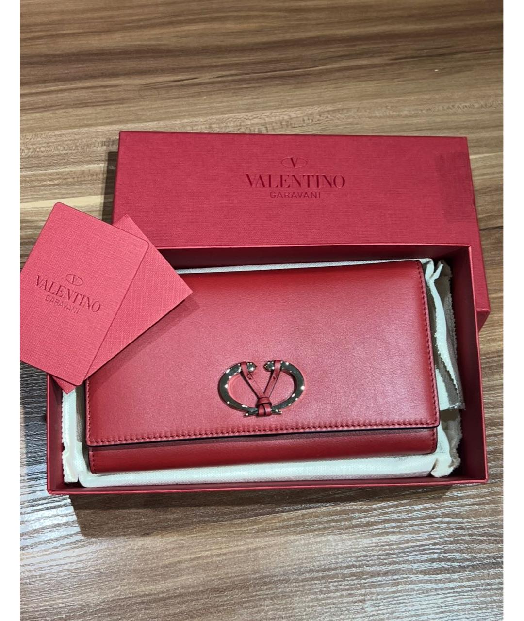 VALENTINO Красный кожаный кошелек, фото 7