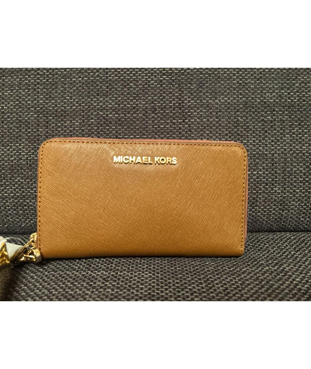 MICHAEL KORS Коричневый кожаный кошелек, фото 6