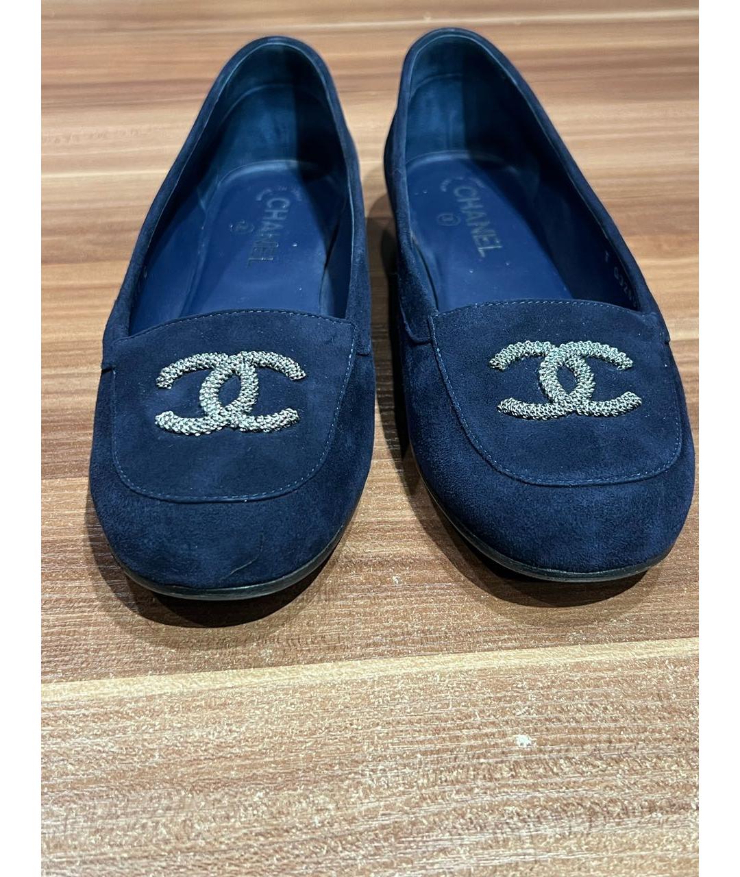 CHANEL Темно-синие замшевые балетки, фото 7