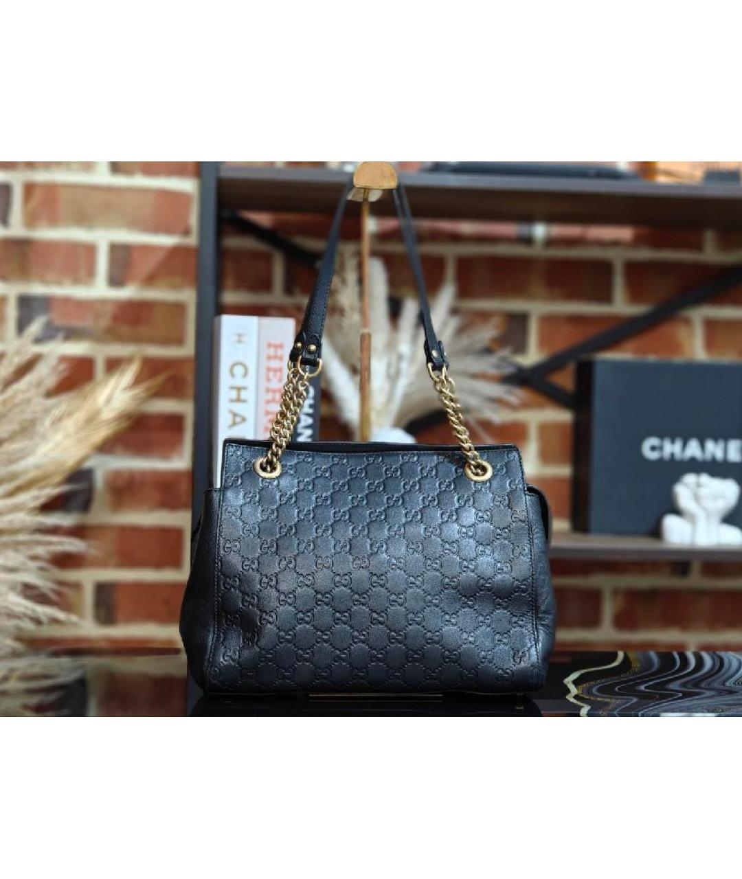 GUCCI Черная кожаная сумка с короткими ручками, фото 9