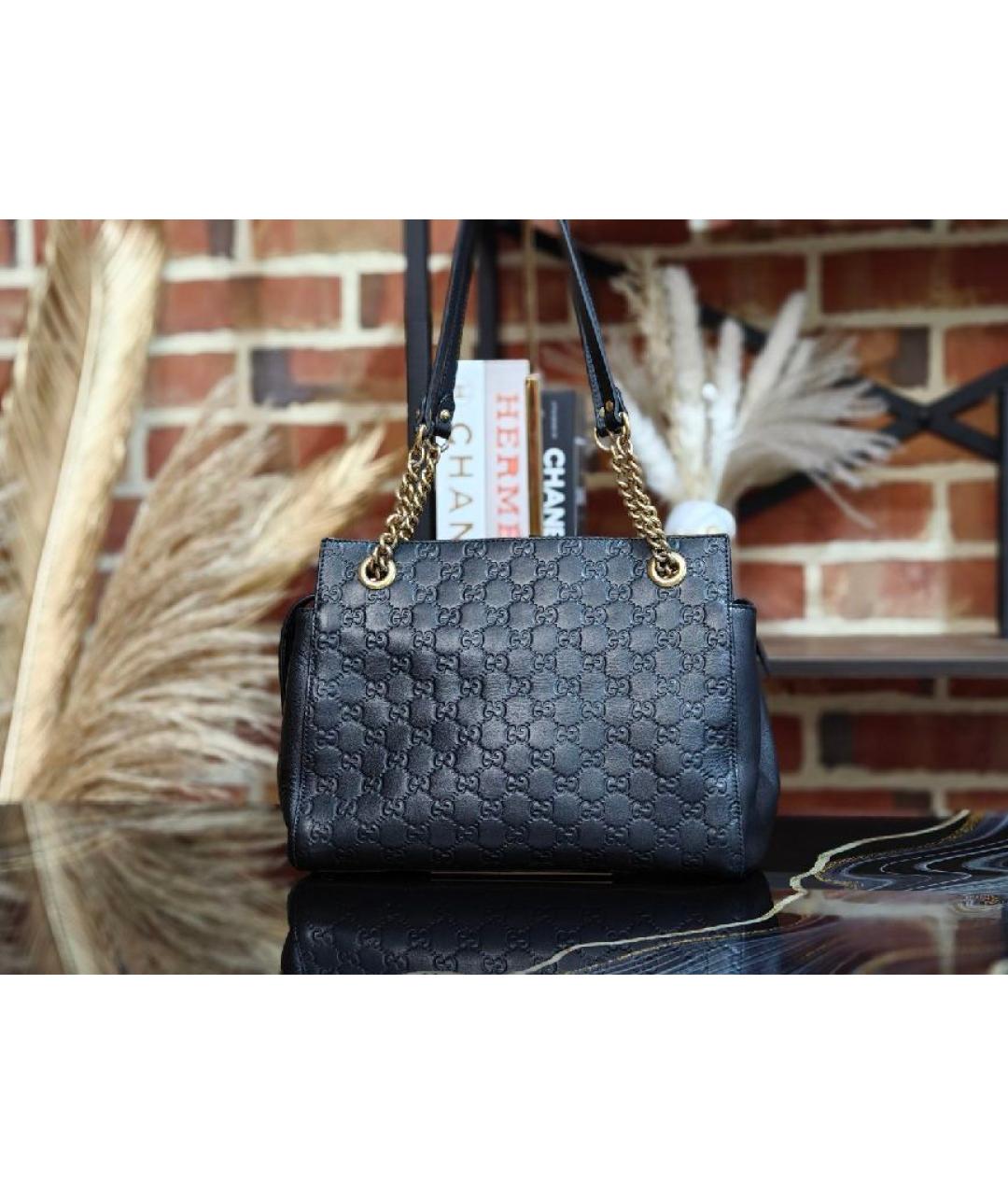 GUCCI Черная кожаная сумка с короткими ручками, фото 3
