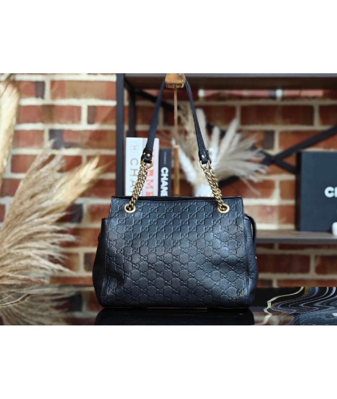 GUCCI Черная кожаная сумка с короткими ручками, фото 2