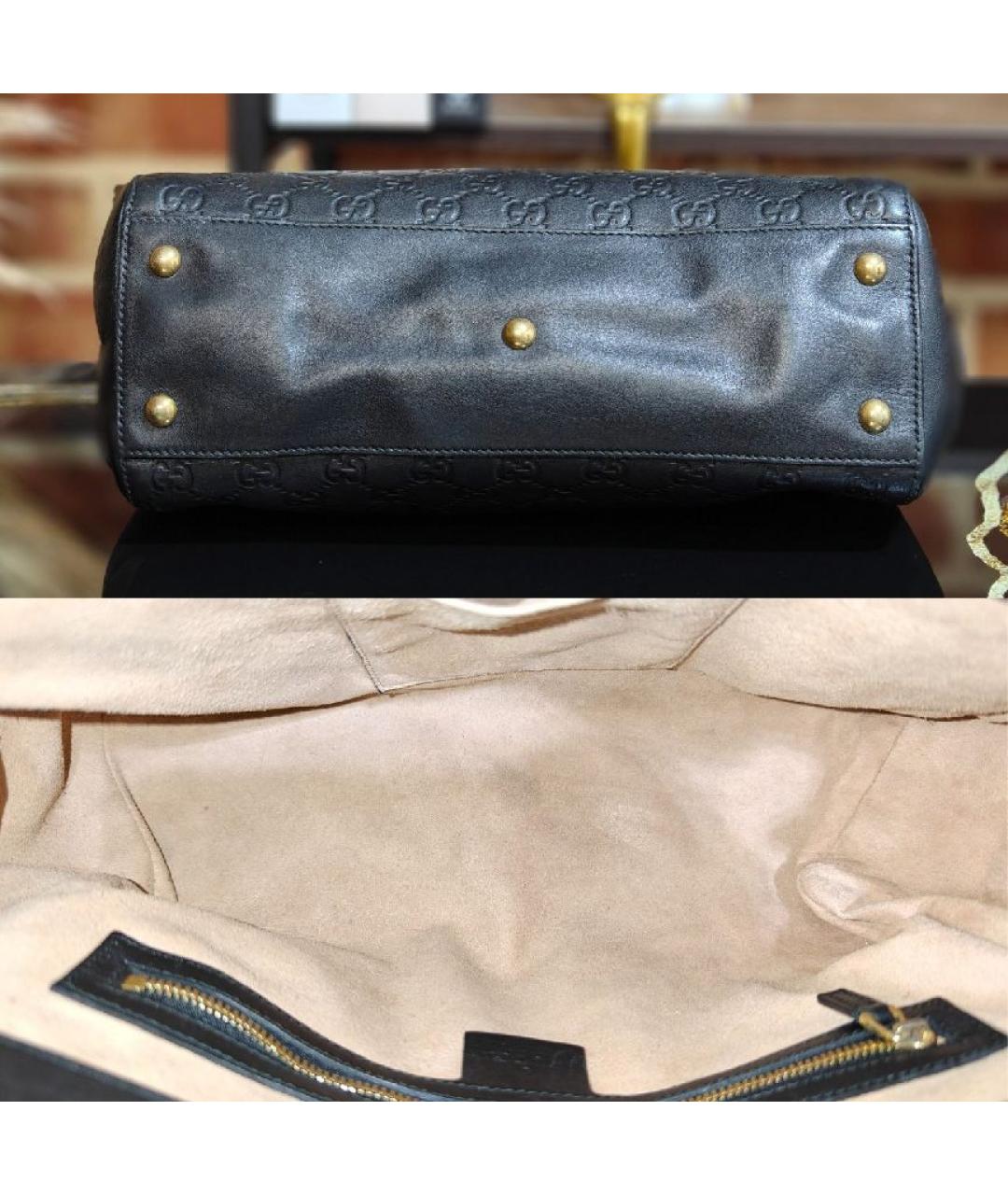 GUCCI Черная кожаная сумка с короткими ручками, фото 6
