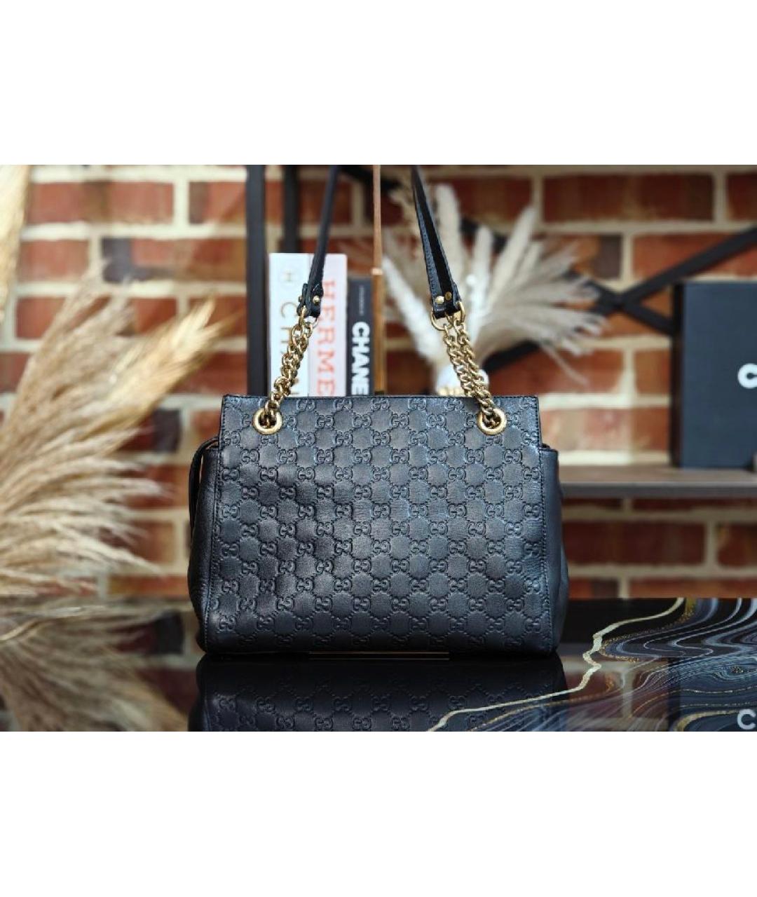 GUCCI Черная кожаная сумка с короткими ручками, фото 8