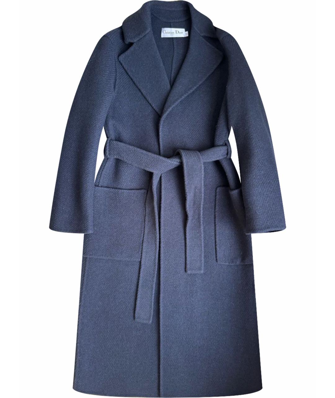 CHRISTIAN DIOR Синее шерстяное пальто, фото 1