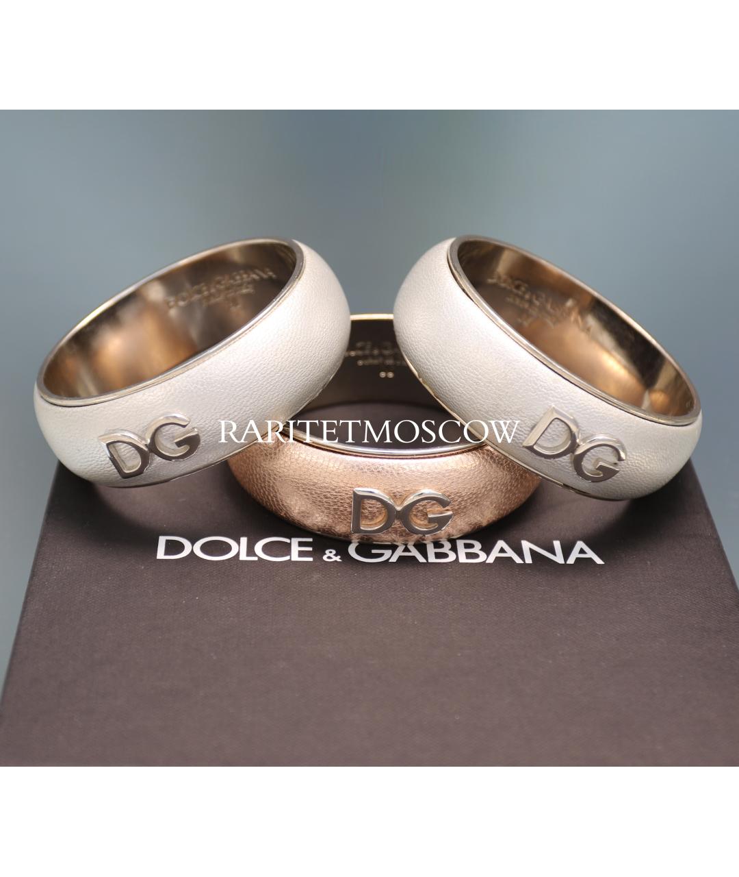 DOLCE&GABBANA Белый кожаный браслет, фото 4