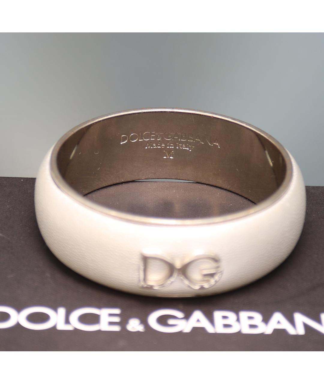 DOLCE&GABBANA Белый кожаный браслет, фото 3