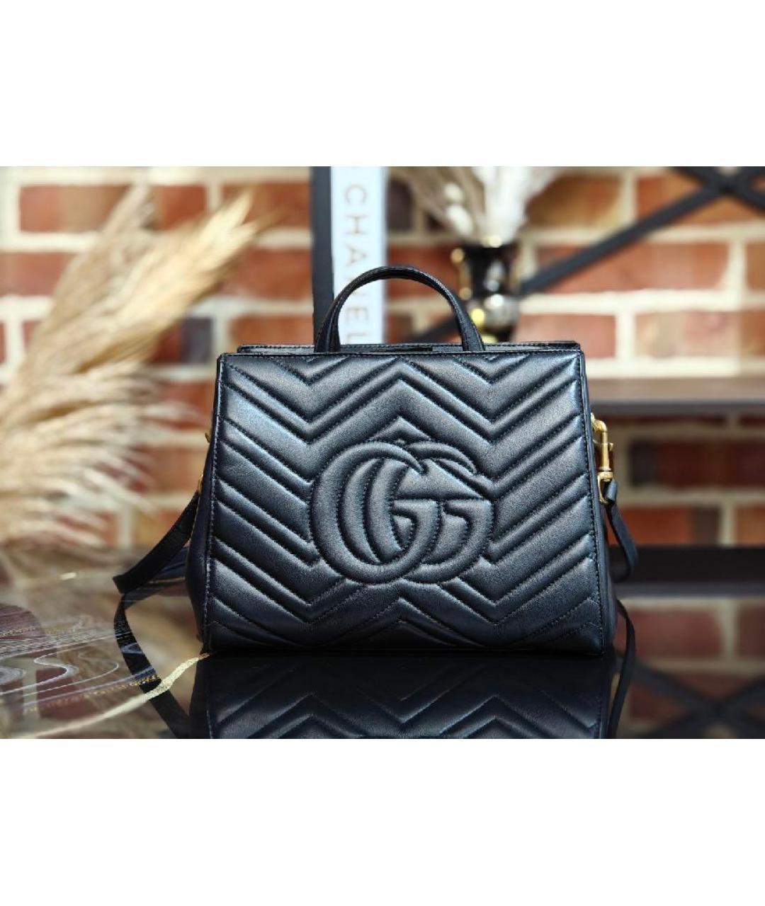 GUCCI Черная кожаная сумка с короткими ручками, фото 3