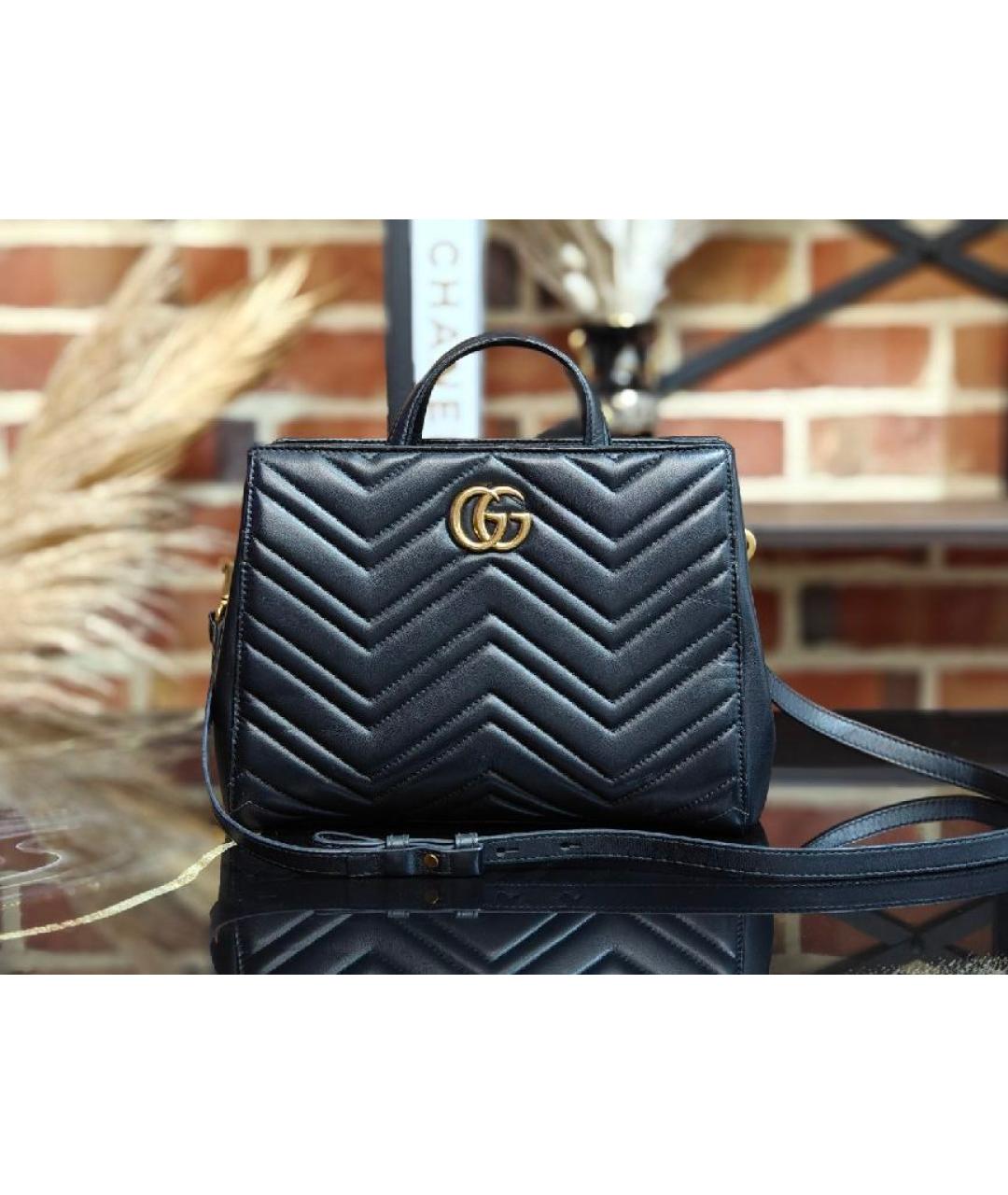 GUCCI Черная кожаная сумка с короткими ручками, фото 2