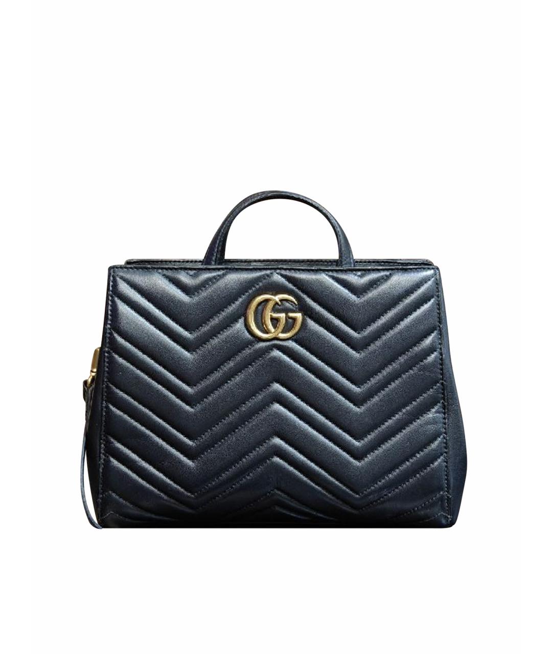 GUCCI Черная кожаная сумка с короткими ручками, фото 1
