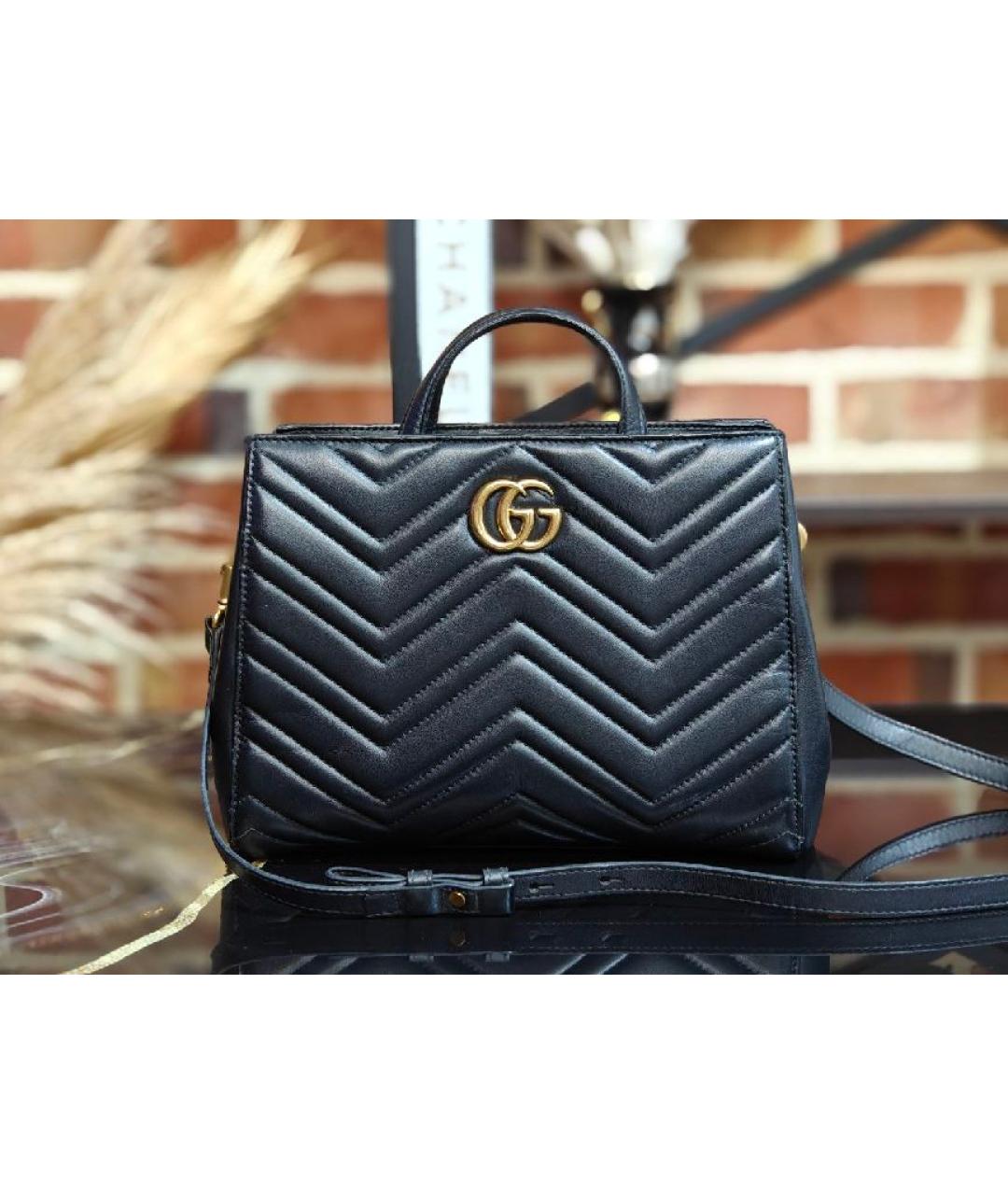 GUCCI Черная кожаная сумка с короткими ручками, фото 9