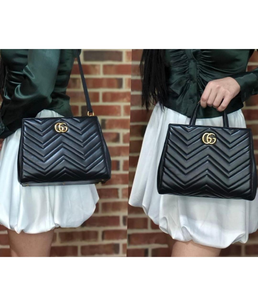 GUCCI Черная кожаная сумка с короткими ручками, фото 4