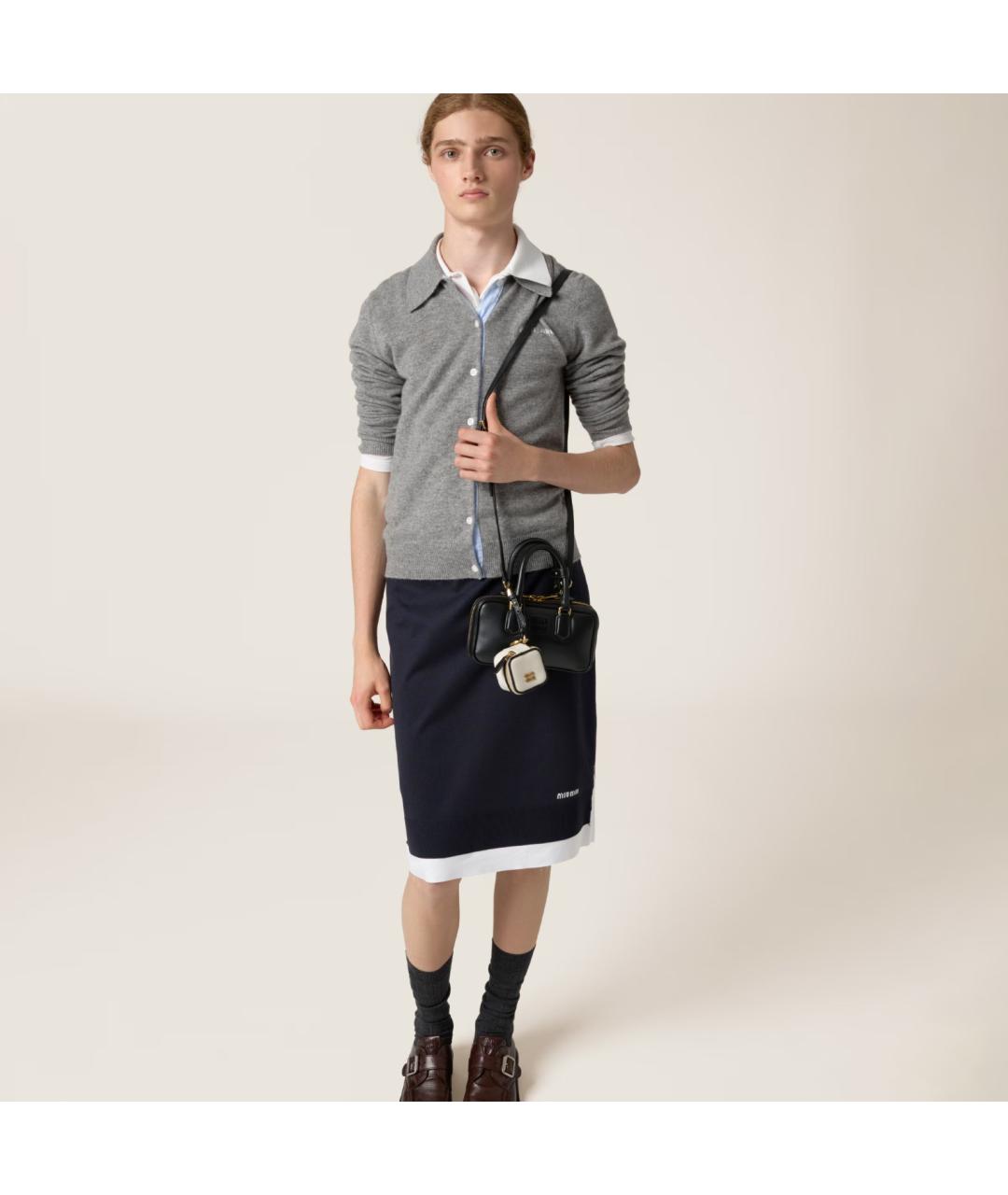 MIU MIU Черная кожаная сумка с короткими ручками, фото 3