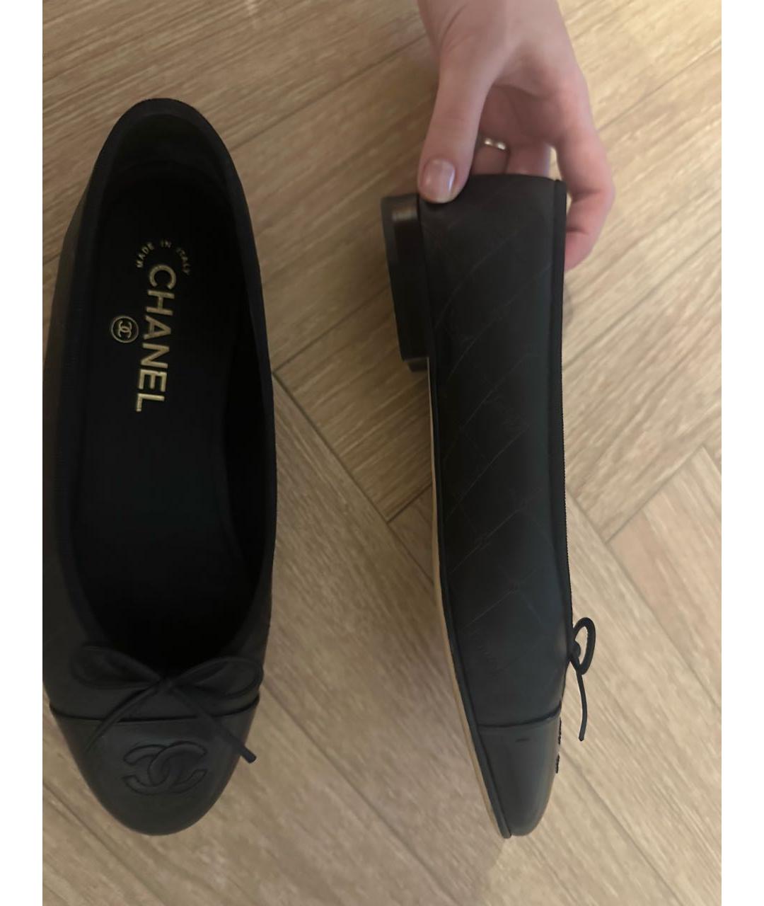 CHANEL Черные кожаные балетки, фото 6