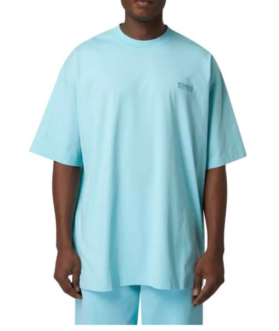 VETEMENTS Бирюзовая хлопковая футболка, фото 2