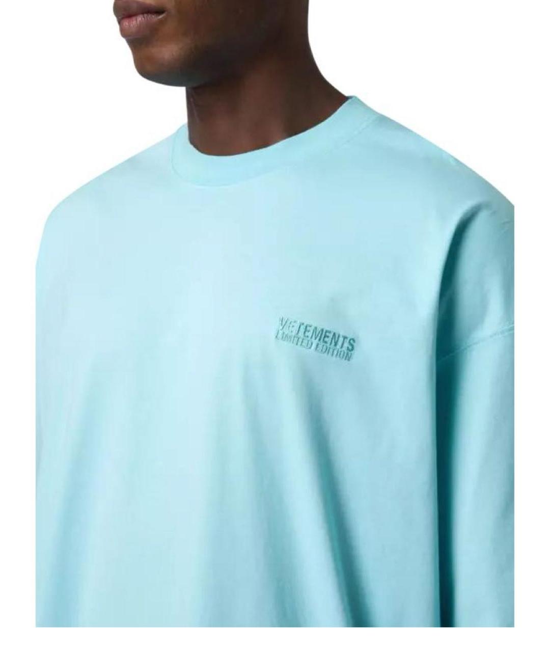 VETEMENTS Бирюзовая хлопковая футболка, фото 3