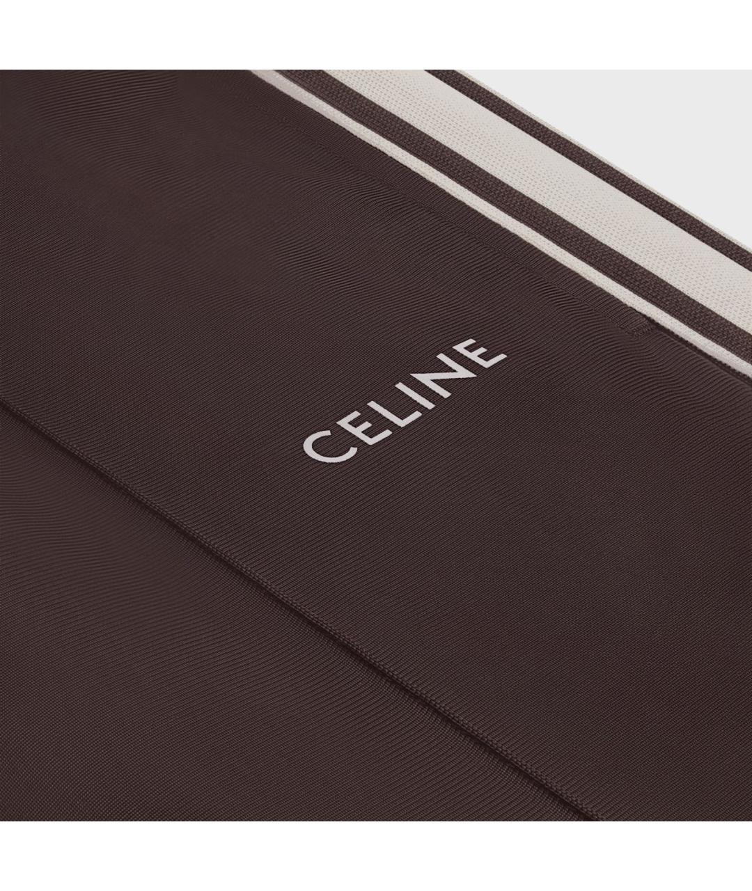 CELINE Коричневые полиэстеровые прямые брюки, фото 6