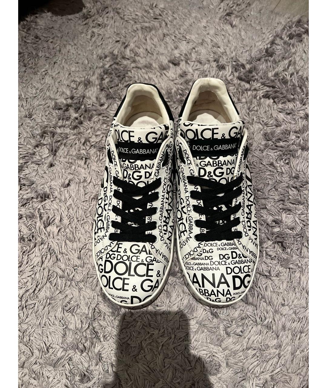DOLCE&GABBANA Белые кожаные низкие кроссовки / кеды, фото 2