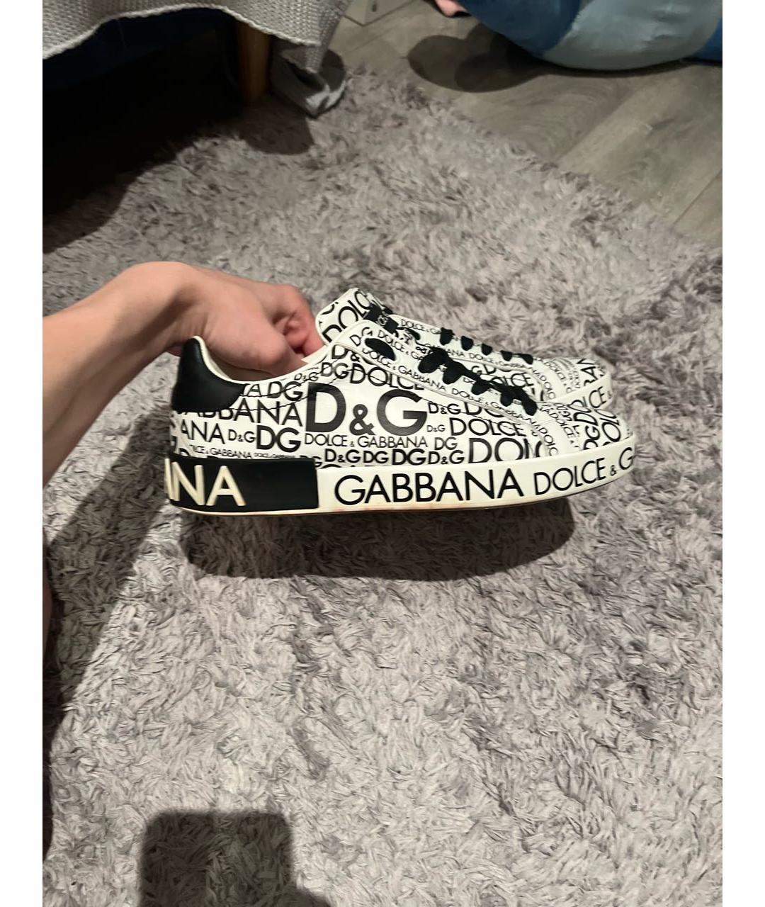 DOLCE&GABBANA Белые кожаные низкие кроссовки / кеды, фото 5