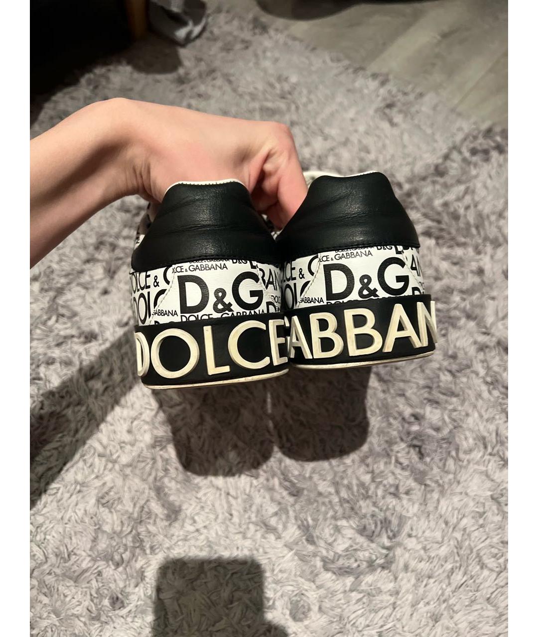 DOLCE&GABBANA Белые кожаные низкие кроссовки / кеды, фото 4