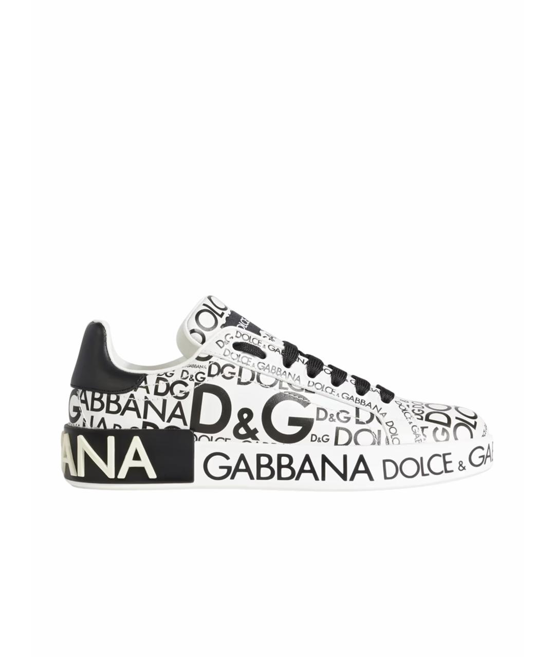 DOLCE&GABBANA Белые кожаные низкие кроссовки / кеды, фото 1