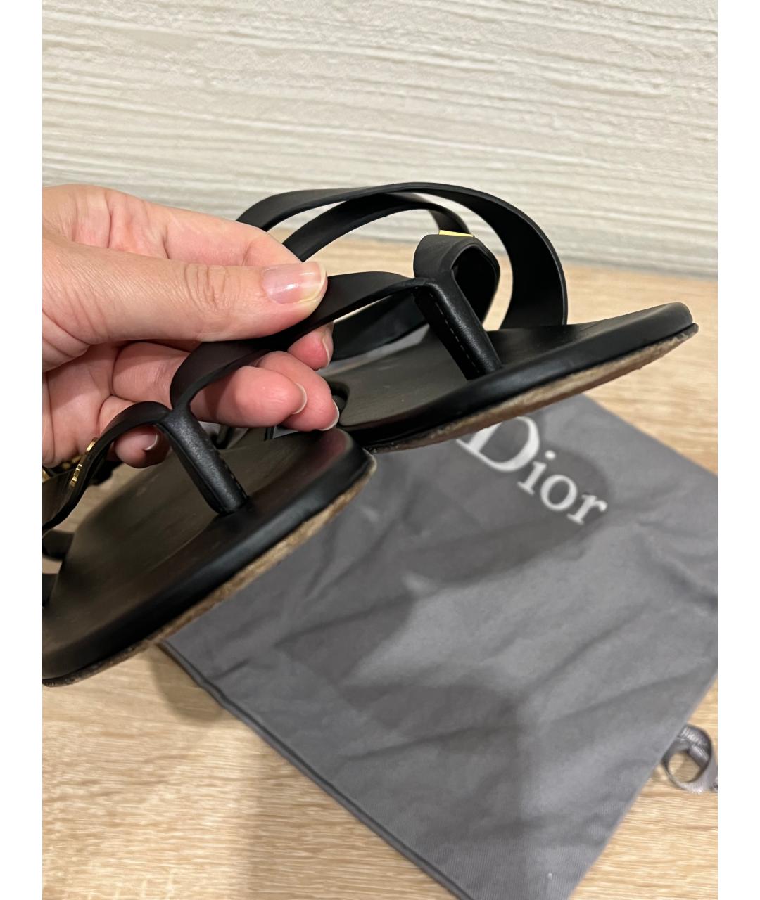 CHRISTIAN DIOR Черные кожаные сандалии, фото 5