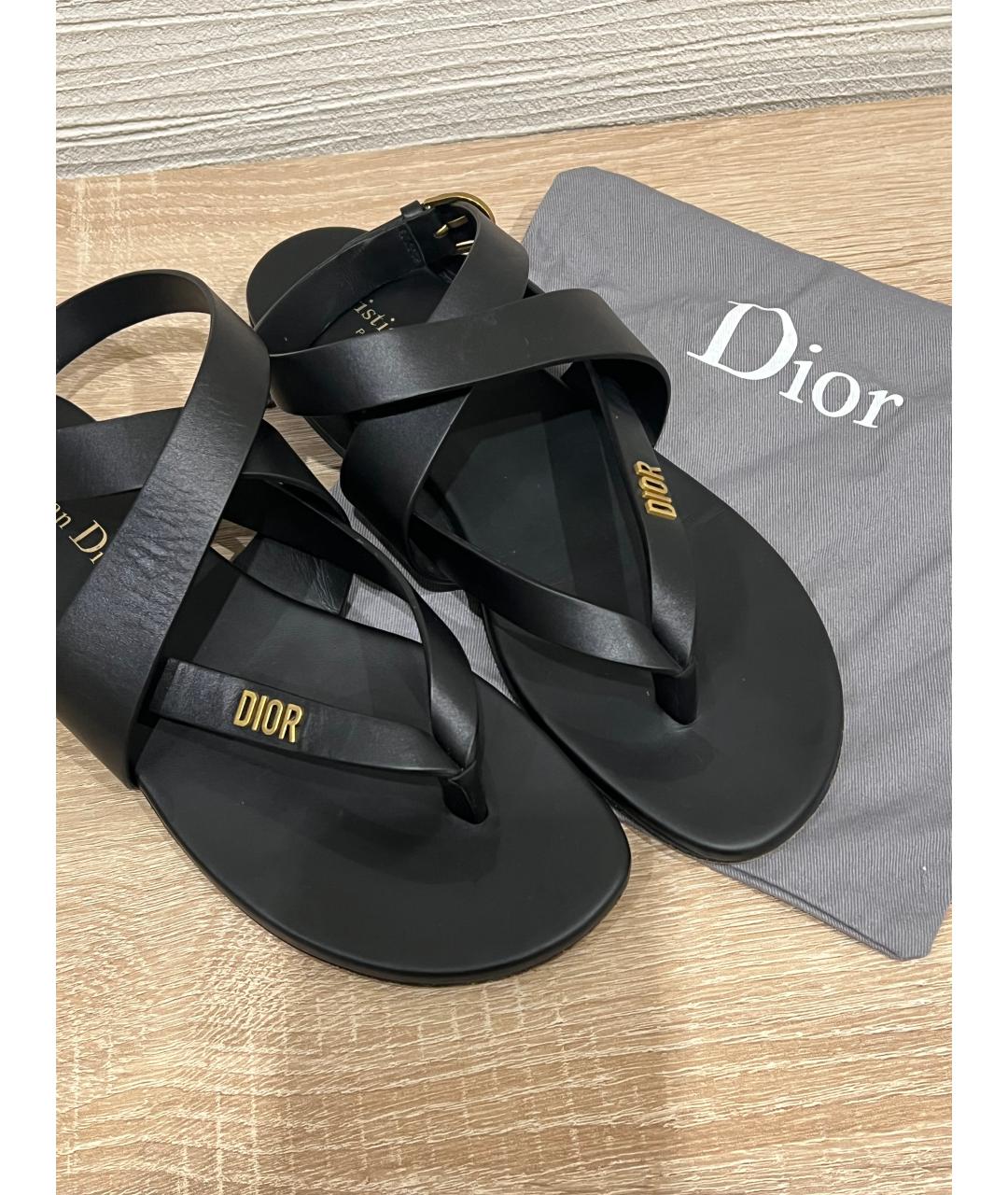 CHRISTIAN DIOR Черные кожаные сандалии, фото 3