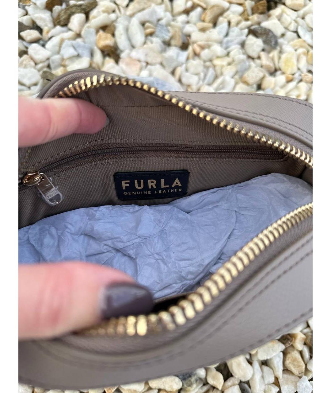 FURLA Серая кожаная сумка через плечо, фото 4