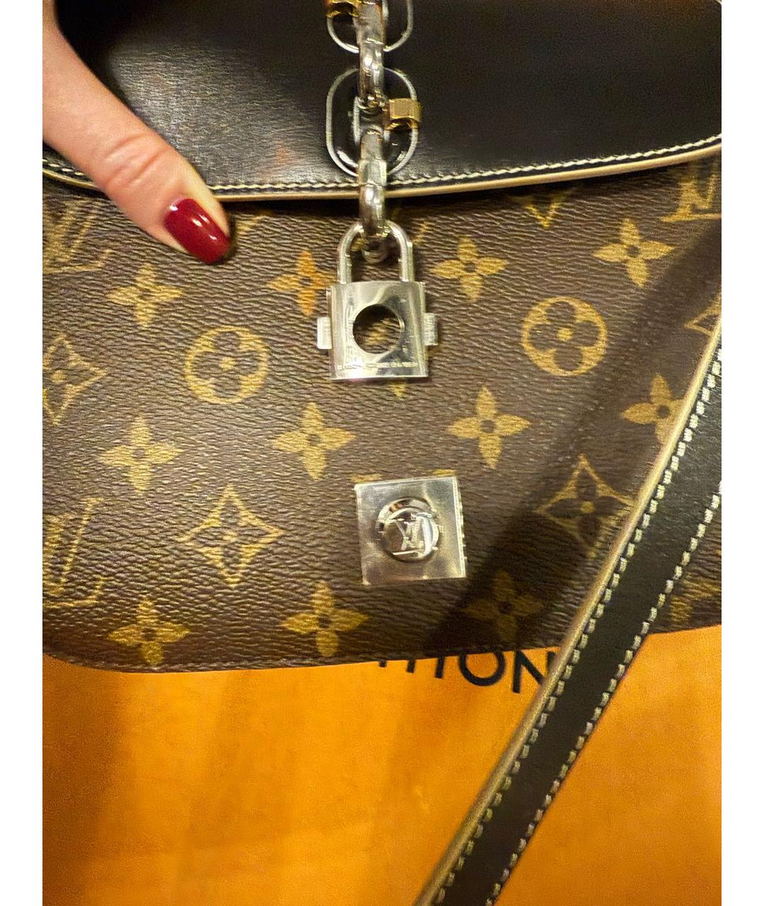 LOUIS VUITTON Коричневая кожаная сумка через плечо, фото 4
