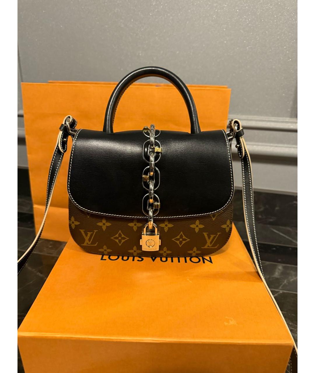 LOUIS VUITTON Коричневая кожаная сумка через плечо, фото 8