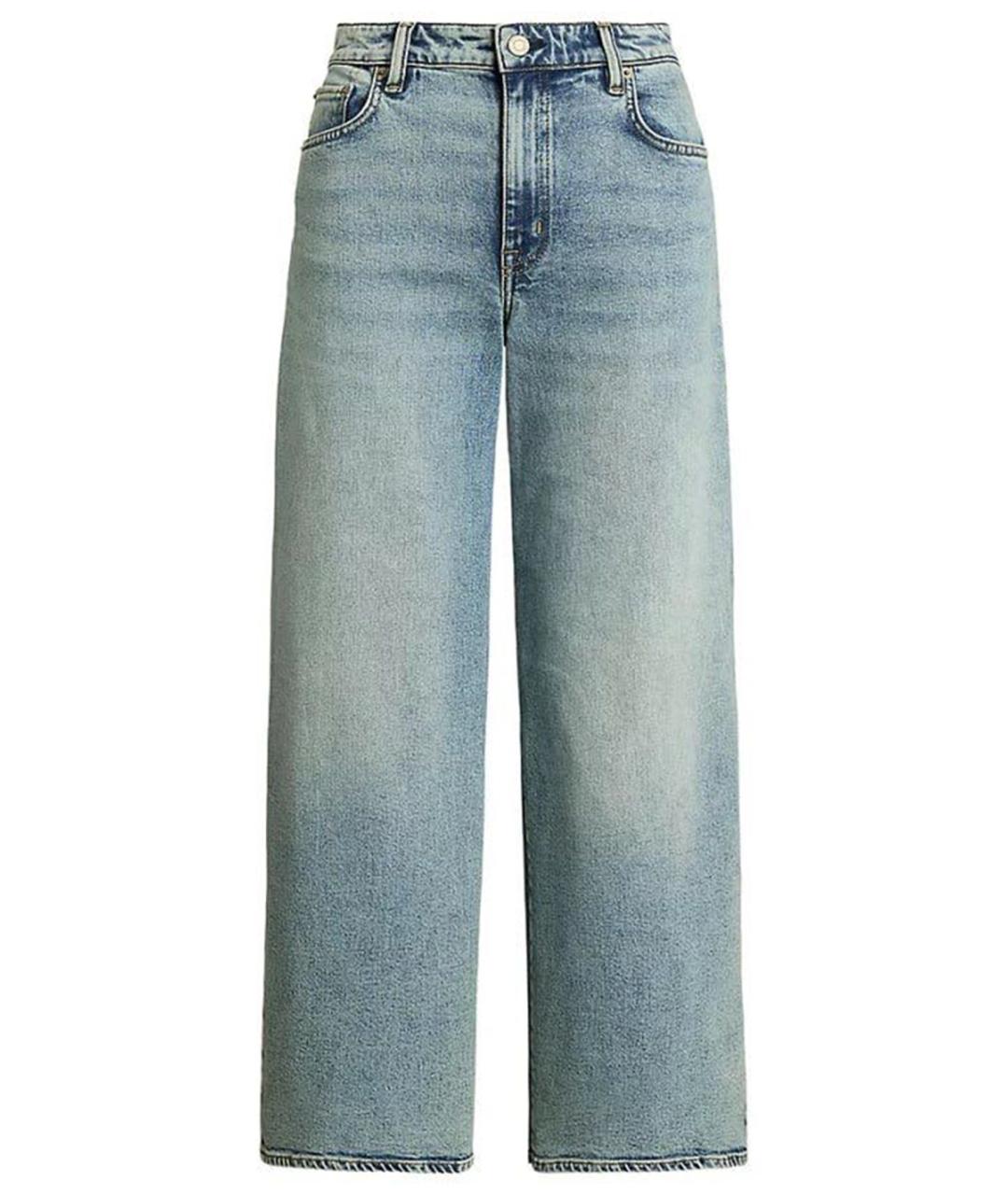 RALPH LAUREN Голубые хлопко-эластановые прямые джинсы, фото 1